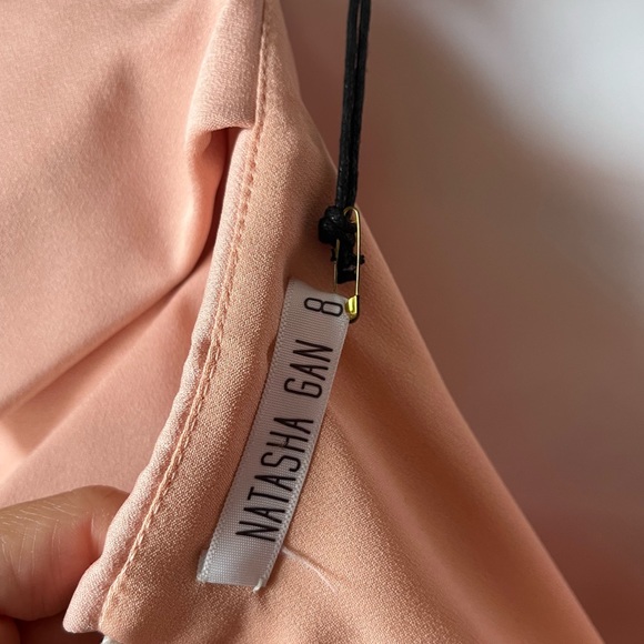 NWT NATASHA GAN Women’s 8 Designer Peach Pink Crop Top Elegant Ruffle V Neck - Picture 6 of 6